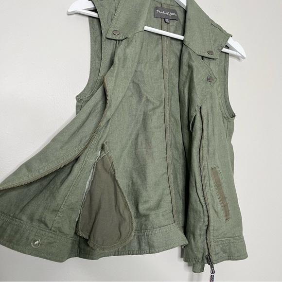 Michael Stars Linen Women's Sleeveless Moto Vest in Green Size XS - Picture 7 of 13